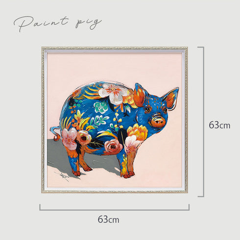 アート 絵画 壁掛け 油絵 63×63cm オイルペイント ペイントピッグ.|s6